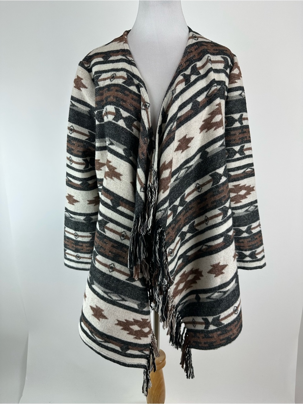New Look Southwestern Aztec Western Fringe Jacket Size 18